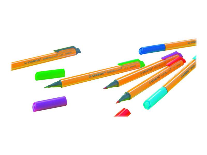 STABILO GREENpoint - Filzstift - Schwarz, Rot, Blau, Grün, Türkis, fliederfarben  - 0.8 mm - groß (Packung mit 6)