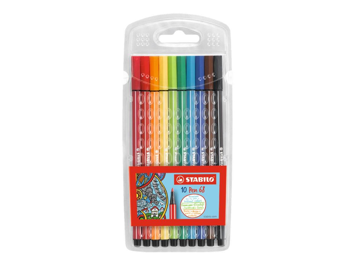STABILO Pen 68 - Filzstift - gemischte Farben - wasserbasierte Tinte - 1 mm - Mittel (Packung mit 10)