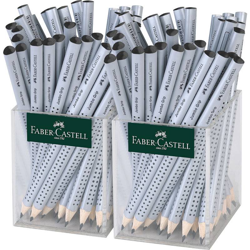 FABER-CASTELL Bleistift Jumbo GRIP silber, im Köcher