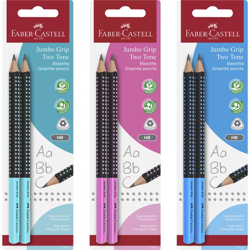 FABER-CASTELL Bleistift Jumbo GRIP TWO TONE, Blisterkarte