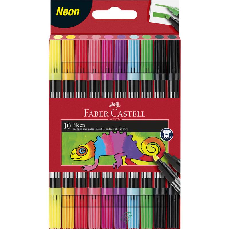 FABER-CASTELL Doppelfasermaler Neon, 10er Etui