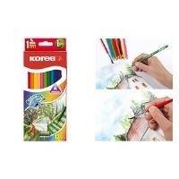 Kores Buntstifte ''Akuarelle'', dreieckig, 12er Etui aus Lindenholz, 3-eckige Triangular-Form, mit Wasser (BB93812)