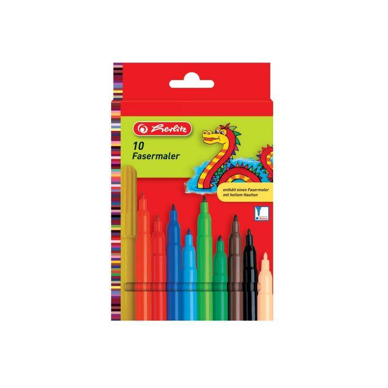 herlitz Fasermaler, 10er Karton-Etui