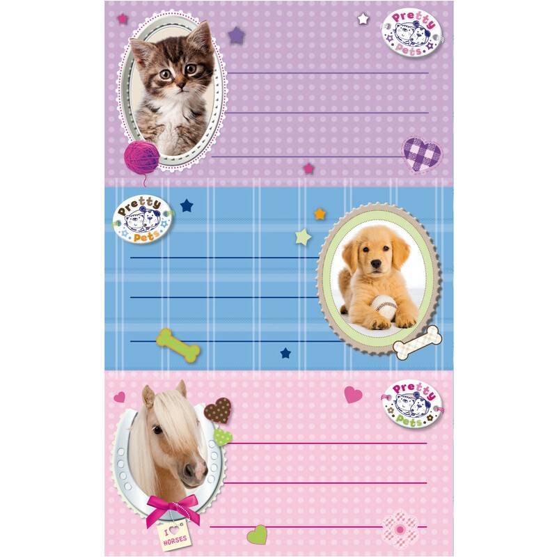 herlitz Buchetiketten Pretty Pets, 78 x 42 mm
