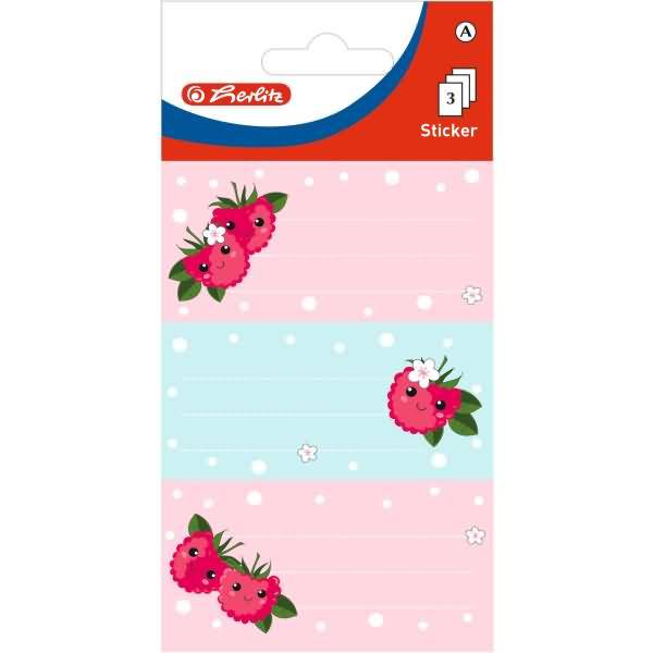 Buchetiketten Motiv 4 3 Blatt Himbeere/Kawaii
