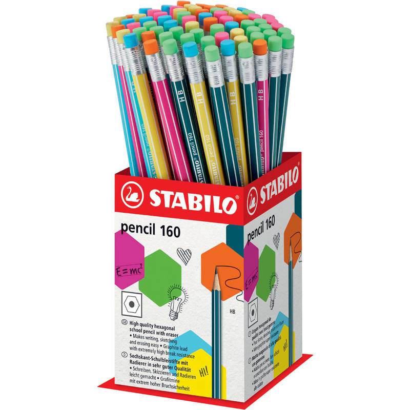 STABILO Bleistift Pencil 160 mit Radierer, 72er Display