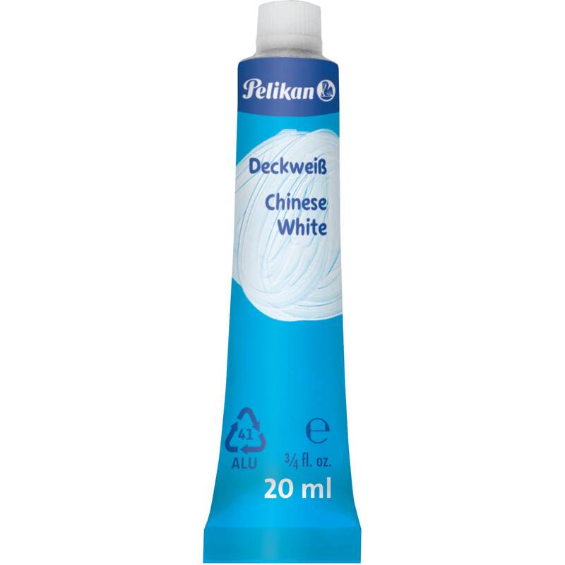Blauer Pelikan-Farbtubus mit der Bezeichnung „Deckweiß Chinese White