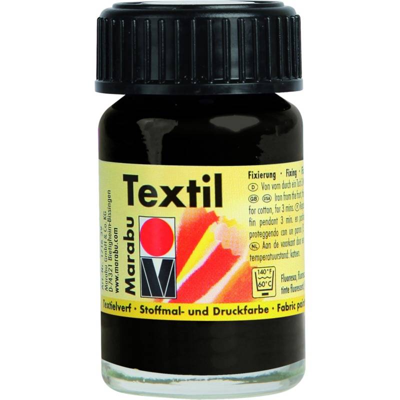 Marabu Textilfarbe "Textil", schwarz, 15 ml, im Glas