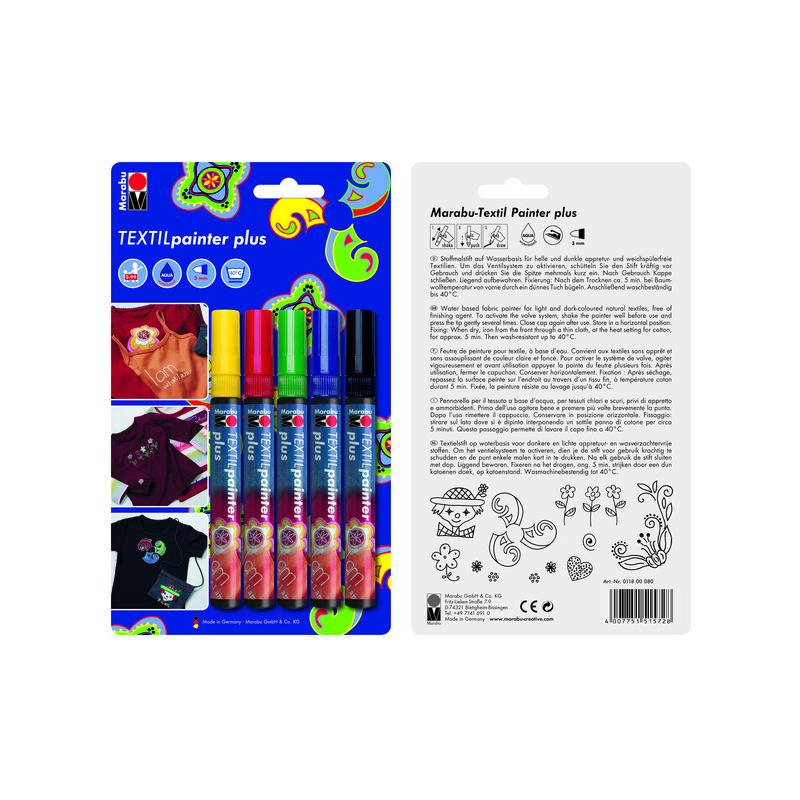 Marabu Textilmarker "Textil Painter Plus", 5er Blister