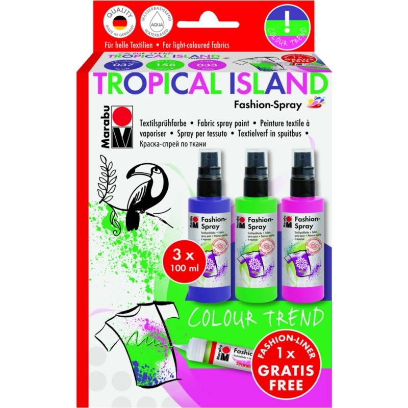 Marabu Textilsprühfarbe "Fashion-Spray", Set TROPICAL ISLAND