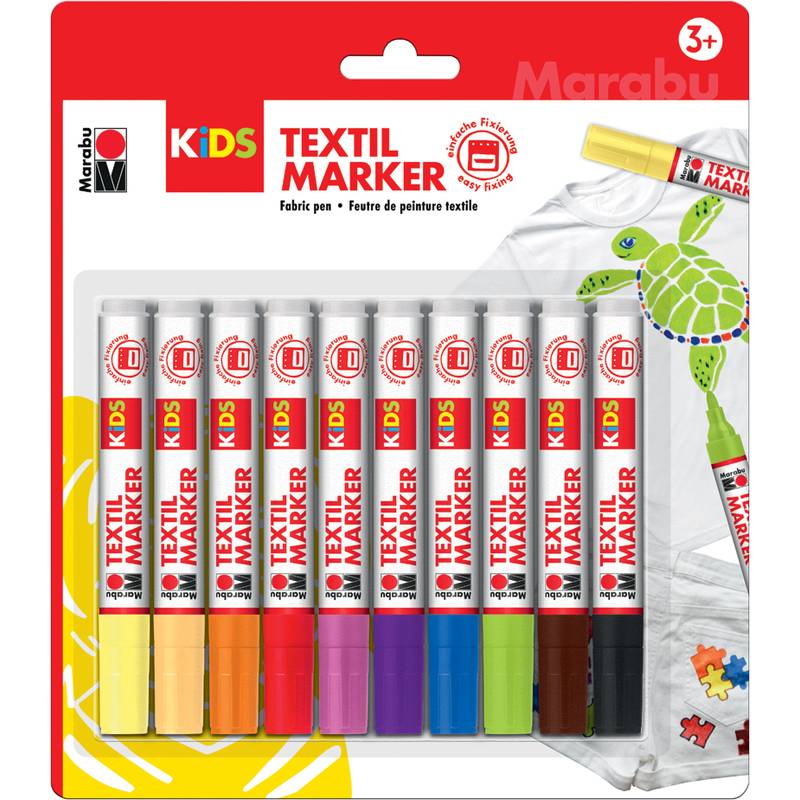 Marabu KiDS Textilmarker, 10 x 3 ml, 10er Blister