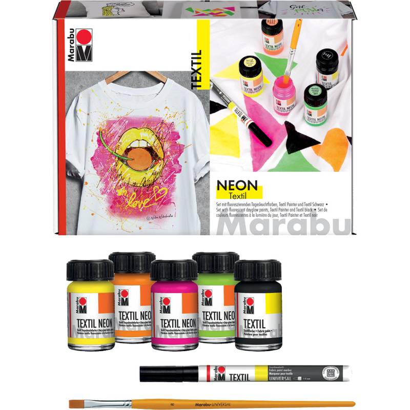 Marabu Textil Neon Set, 4 x 15 ml