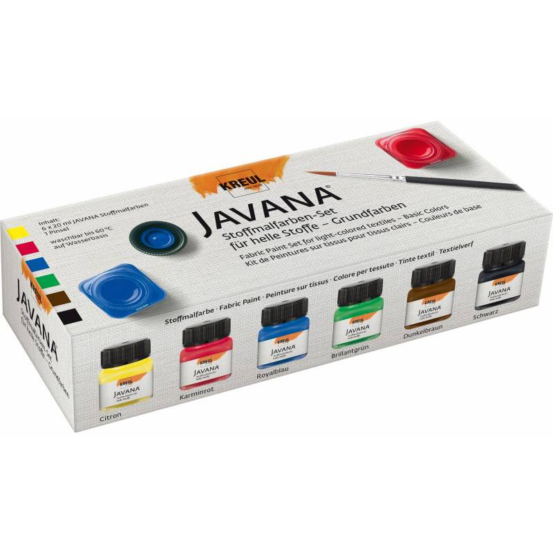 KREUL Textilfarbe JAVANA, Grundfarben-Set, 6 x 20 ml