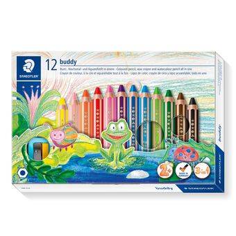 Staedtler Farbstift buddy 3in1 12er Kartonetui, Weich, Schwarz, Blau, Braun, Grün, Magenta, Orange, Rot, Violett, Gelb, 12 Stück(e)