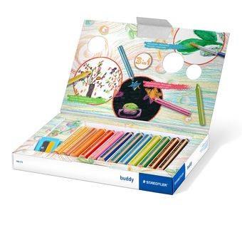 Staedtler Farbstift buddy 3in1 12er Kartonetui, Weich, Schwarz, Blau, Braun, Grün, Magenta, Orange, Rot, Violett, Gelb, 12 Stück(e)