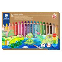 STAEDTLER buddy 3 in 1 - Farbstift - Wachs - für Glas, Pappe - gemischte Farben - 9.5 mm (Packung mit 18)