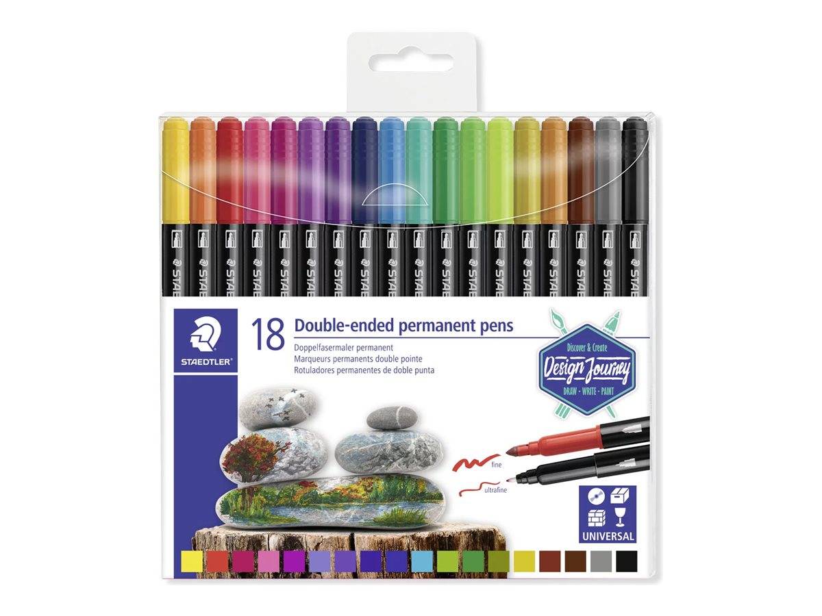 STAEDTLER 3187 - Doppelspitzenfilzstift - permanent - verschiedene Farben - 3 mm / 0.5 mm - fein / extrafein (Packung mi
