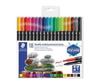 STAEDTLER 3187 - Doppelspitzenfilzstift - permanent - verschiedene Farben - 3 mm / 0.5 mm - fein / extrafein (Packung mi