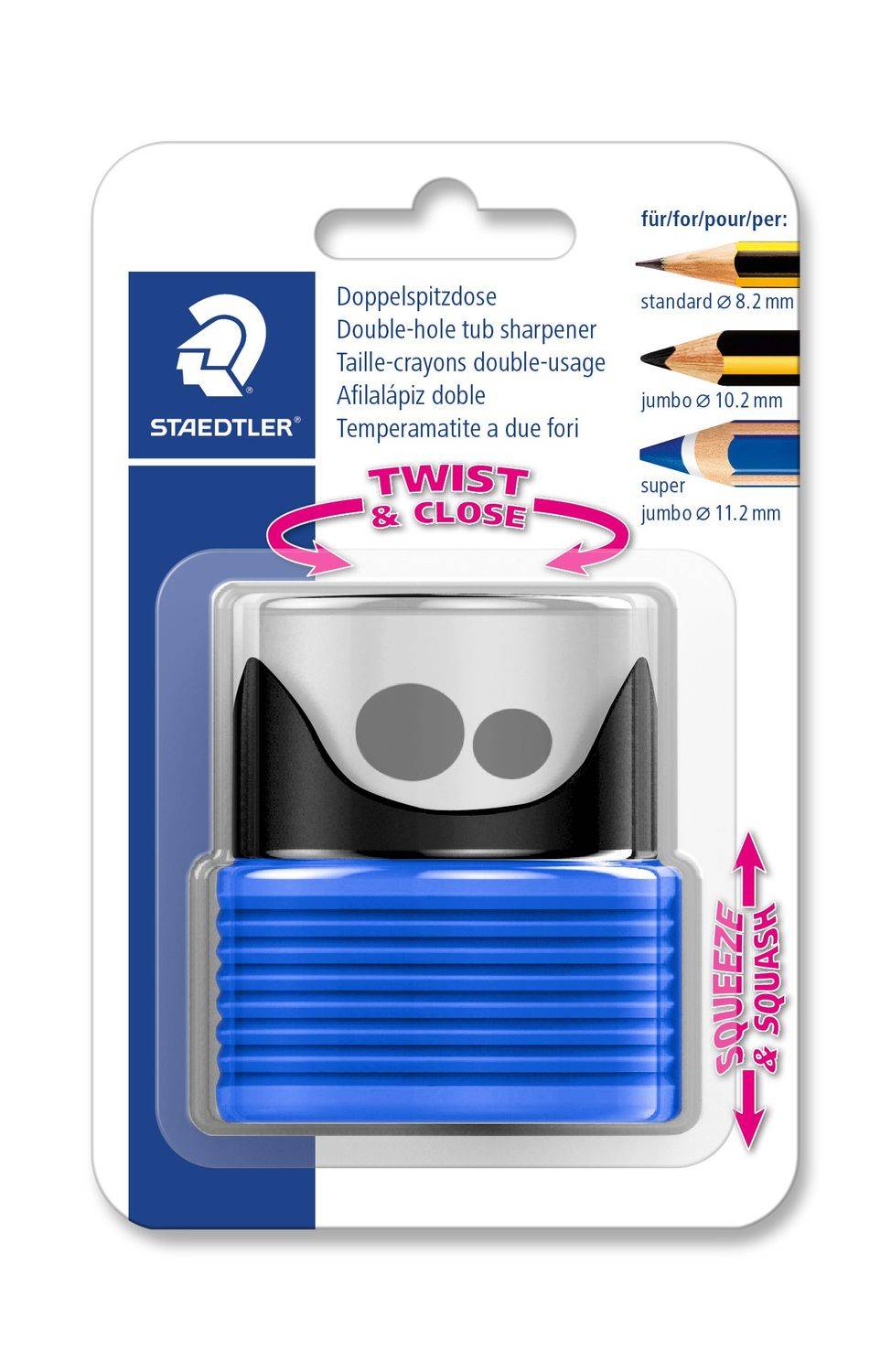 Staedtler 513 007, Manueller Bleistiftspitzer, Schwarz, Blau, 1,12 cm, 8,2 mm