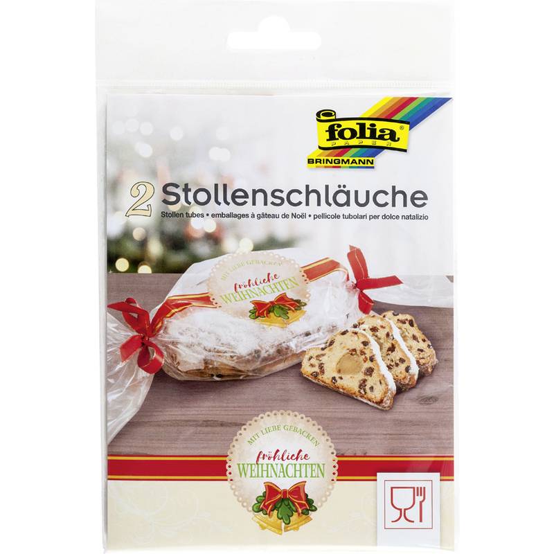 folia Stollenschläuche mit Weihnachtsdruck, transparent