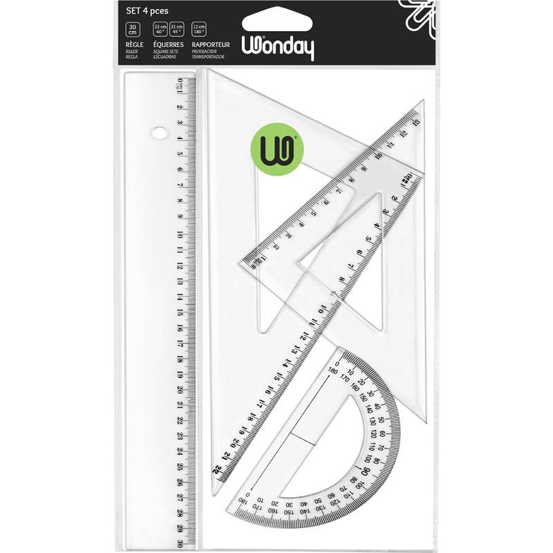 Wonday Geometrie-Set ECO, 4-teilig, transparent