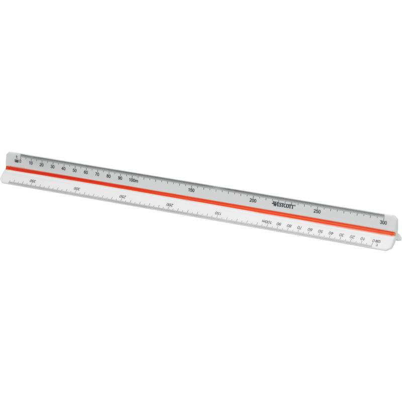 WESTCOTT Dreikant-Maßstab Vermessung 2, aus Kunststoff, weiß