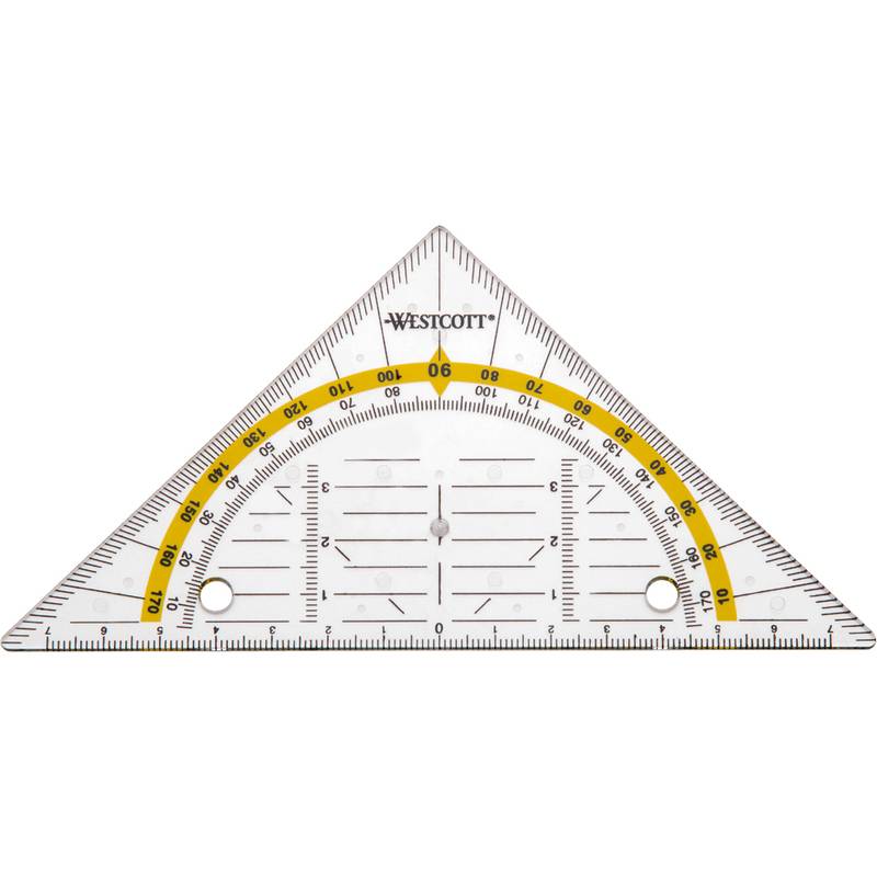 WESTCOTT Geometriedreieck zum Abheften, Hypotenuse: 140 mm