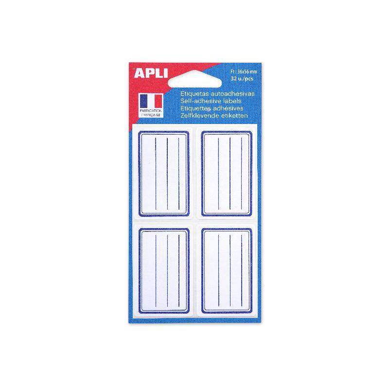 APLI Buchetiketten, weiß/blau, 36 x 56 mm, liniert