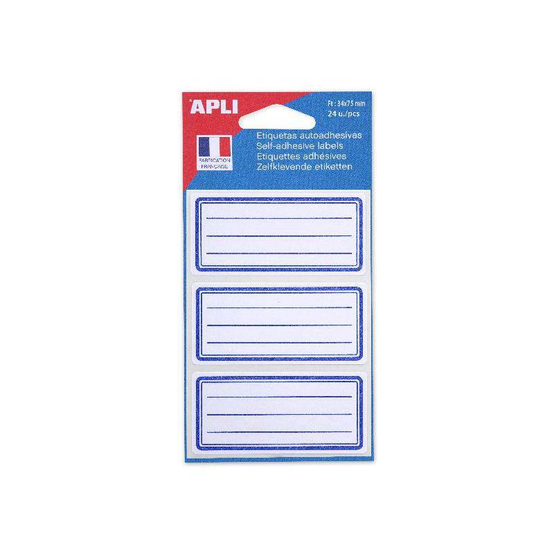 APLI Buchetiketten, weiß/blau, 34 x 75 mm, liniert