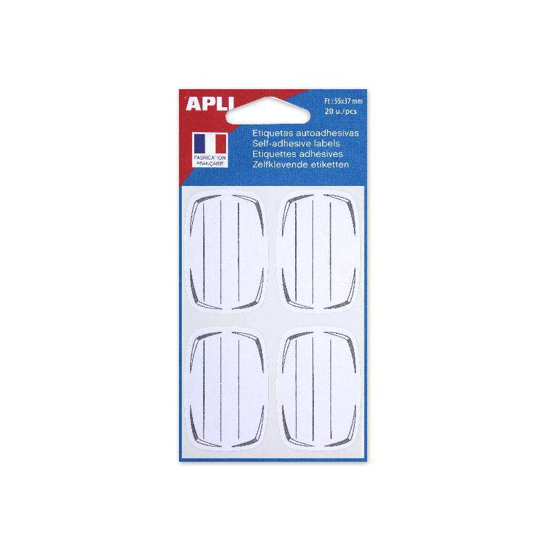 APLI Buchetiketten, weiß/grau, 37 x 55 mm, liniert