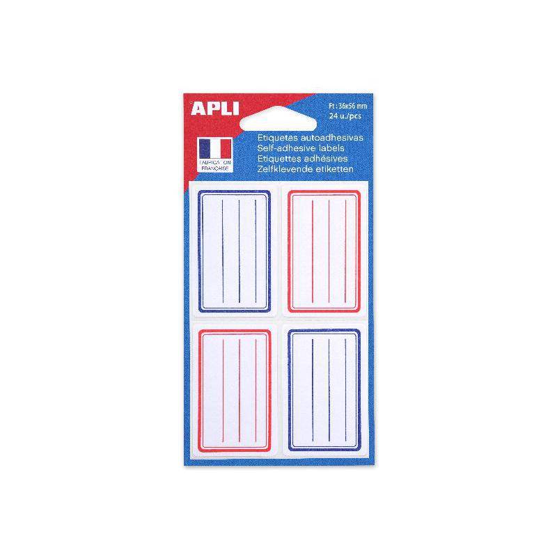 APLI Buchetiketten, rot/blau, 36 x 56 mm, liniert