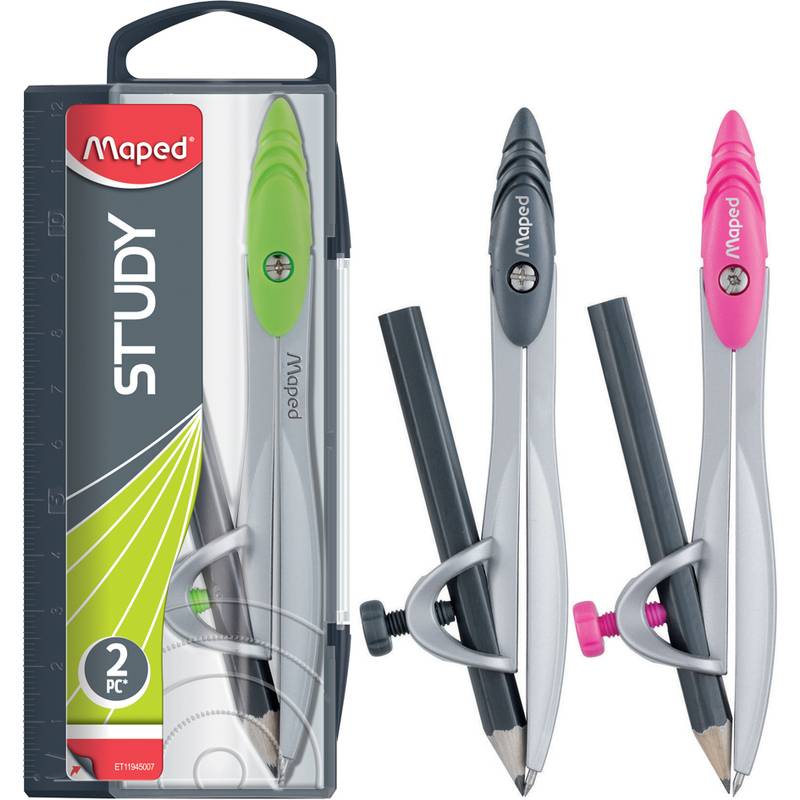 Maped Zirkelkasten Study, inkl. Adapterring, farbig sortiert