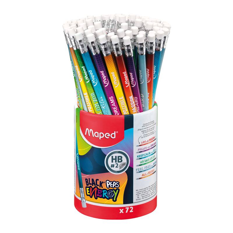 Maped Bleistift BLACK'PEPS ENERGY, Härtegrad: HB,72er Köcher
