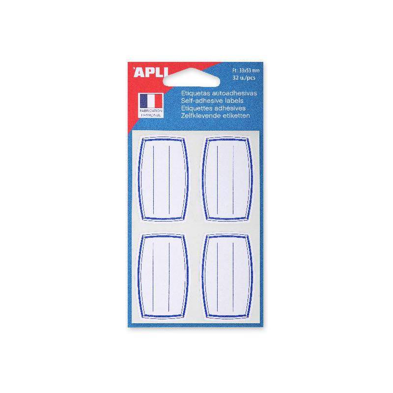 APLI Buchetiketten, weiß/blau, 33 x 53 mm, liniert