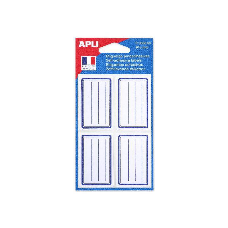 APLI Buchetiketten, weiß/blau, 36 x 56 mm, liniert