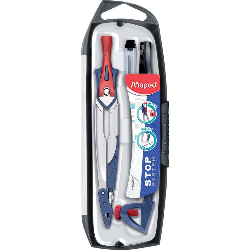 Maped Zirkelkasten Stop System, 5-teilig, grau