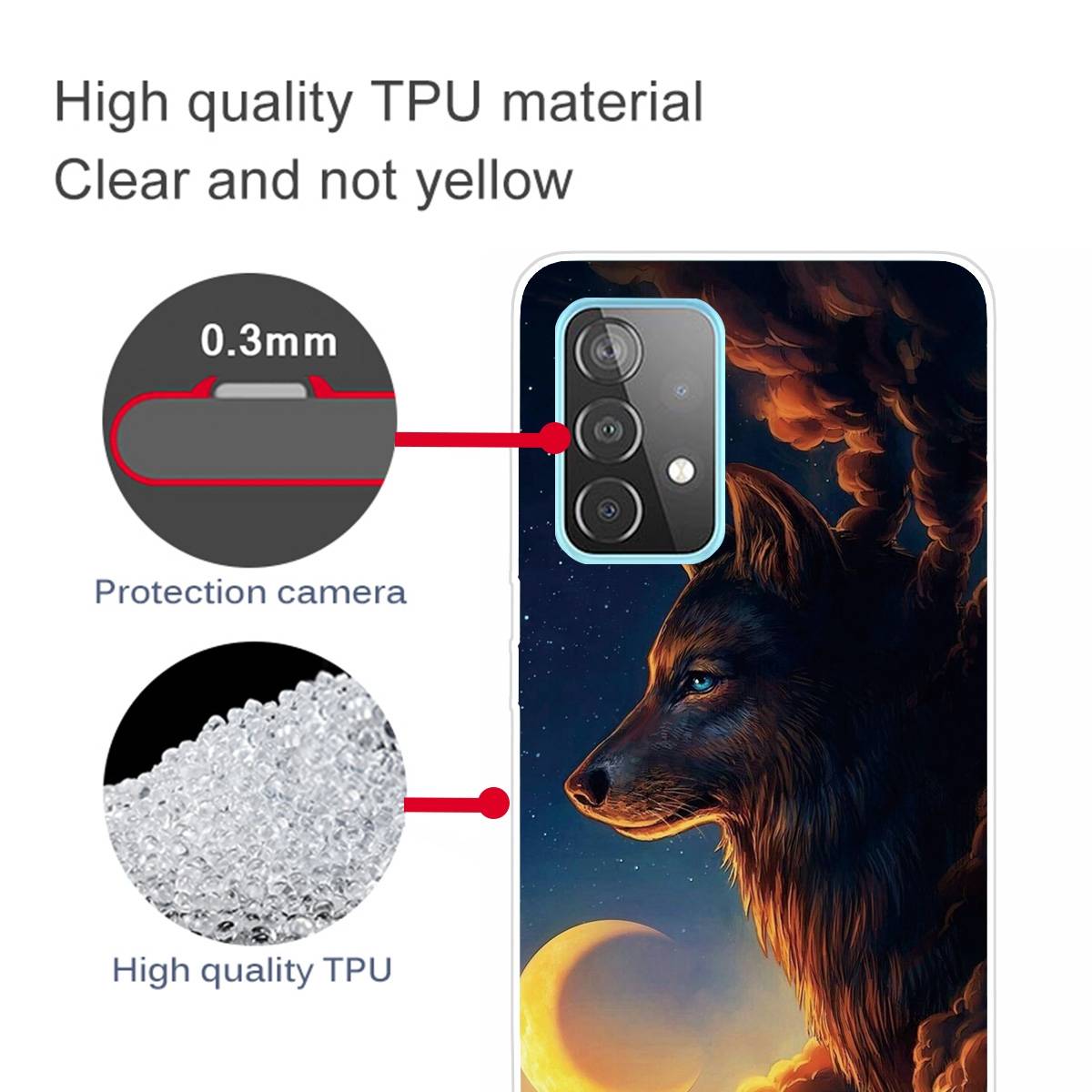 Für Samsung Galaxy A32 5G Silikon Case TPU Sky Wolf Schutz Muster Tasche Hülle Cover Etuis Zubehör