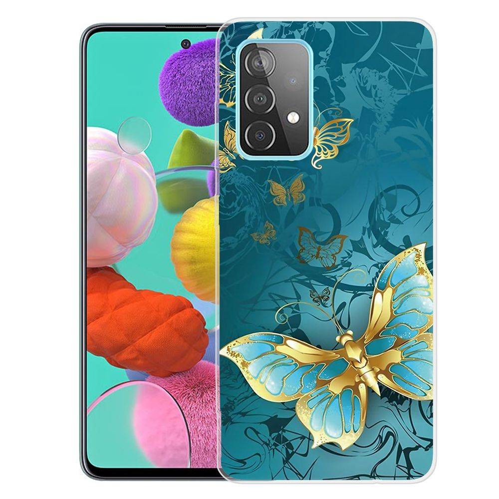 Für Samsung Galaxy A32 5G Silikon Case TPU Gold Butterfly Schutz Muster Tasche Hülle Cover Etuis