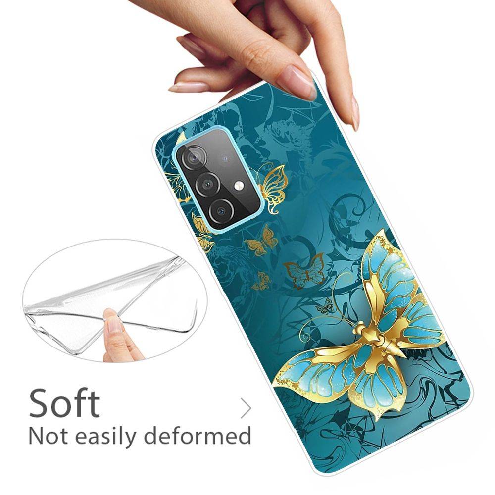 Für Samsung Galaxy A32 5G Silikon Case TPU Gold Butterfly Schutz Muster Tasche Hülle Cover Etuis