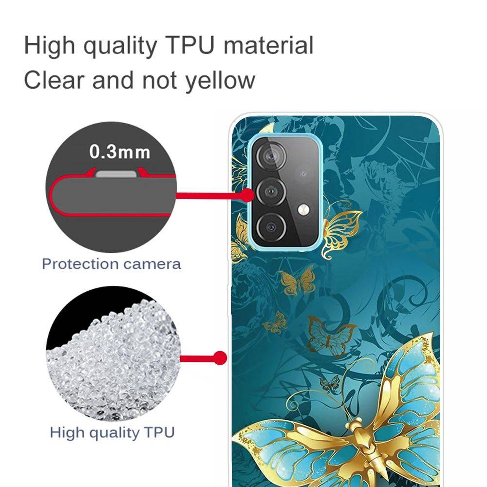 Für Samsung Galaxy A32 5G Silikon Case TPU Gold Butterfly Schutz Muster Tasche Hülle Cover Etuis