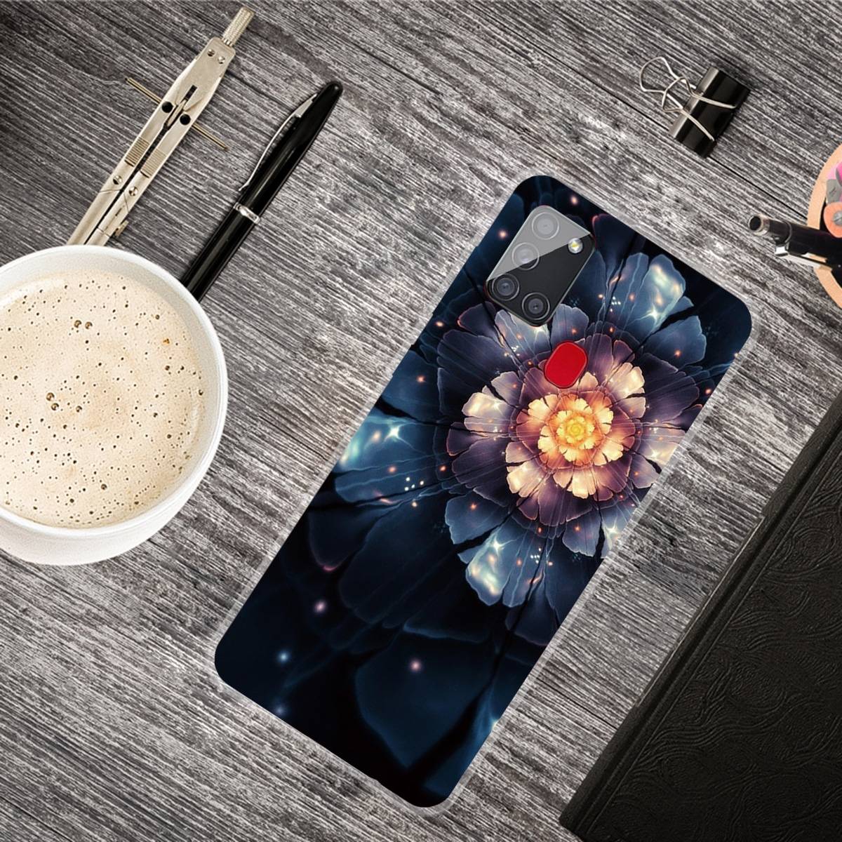 Für Samsung Galaxy A21s Silikon Case TPU Snow Lotus Schutz Muster Tasche Hülle Cover Etuis