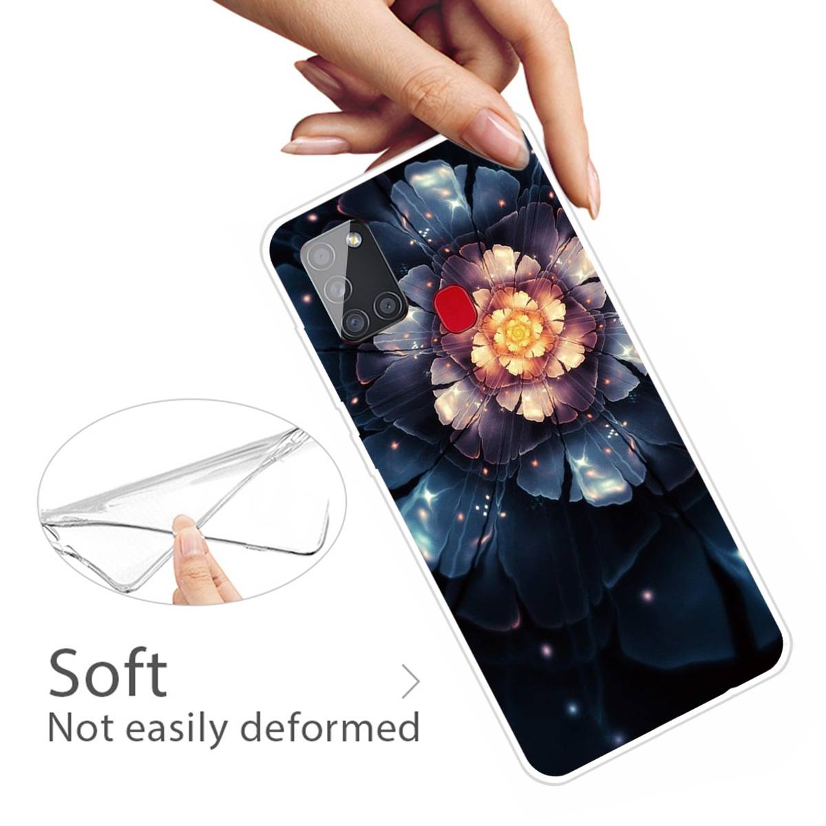 Für Samsung Galaxy A21s Silikon Case TPU Snow Lotus Schutz Muster Tasche Hülle Cover Etuis