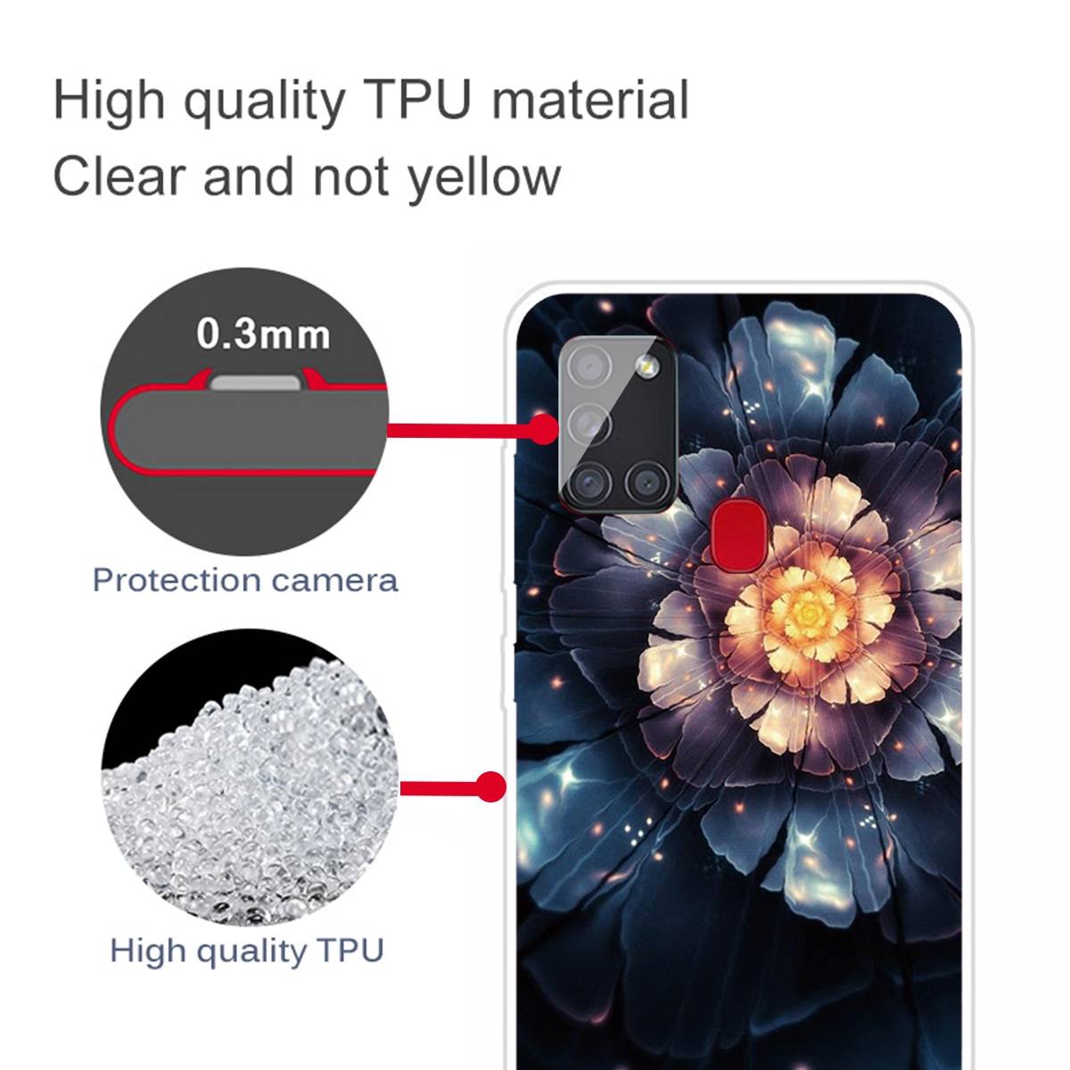 Für Samsung Galaxy A21s Silikon Case TPU Snow Lotus Schutz Muster Tasche Hülle Cover Etuis