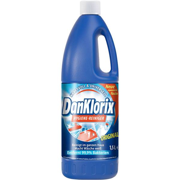 Dan Klorix Hygienereiniger 1,5 Liter Ideal zum Reinigen, Desinfizieren & Entfärben geeignet 1,5 Liter