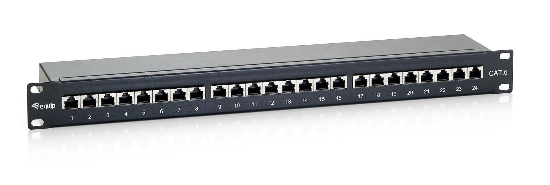 equip - Patch Panel - CAT 6e - STP - Schwarz - 1U - 48.3 cm (19"")