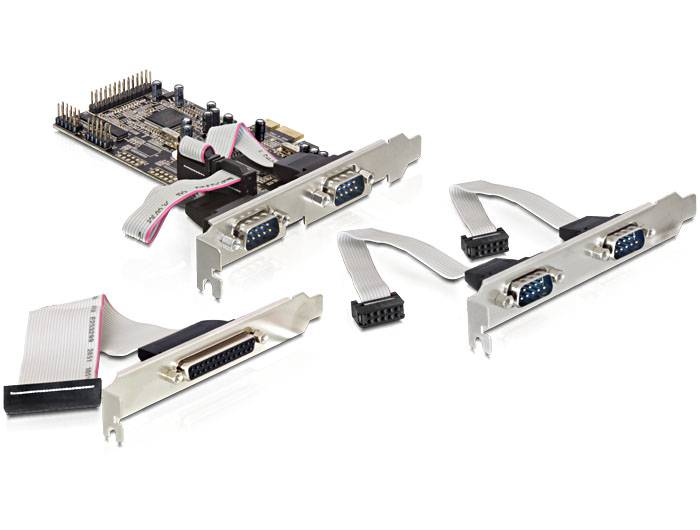 Delock PCI Express card 4 x serial, 1x parallel