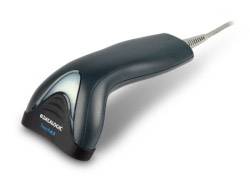 Tragbarer Barcode-Scanner mit Auslösehandgriff und Kabel, dargestellt auf weißem Hintergrund.