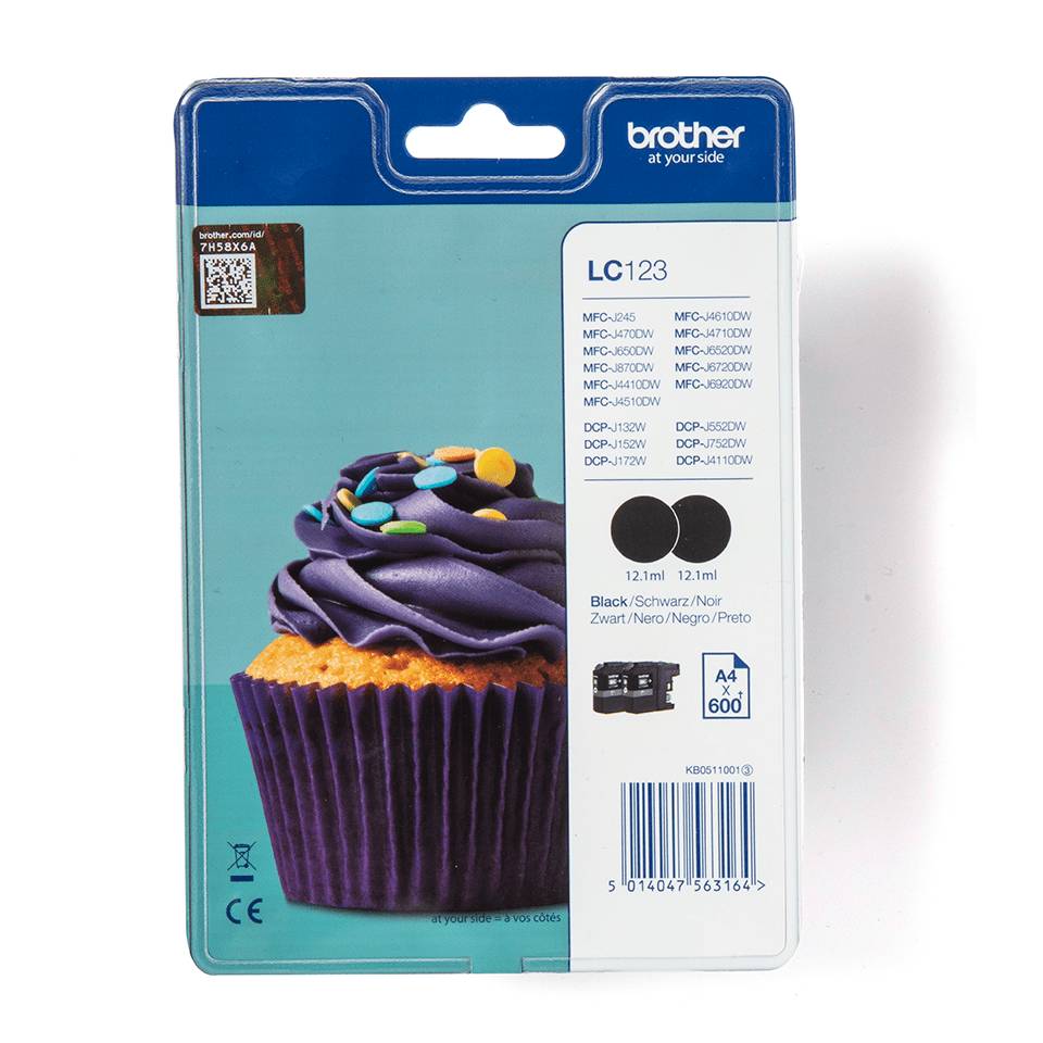 Brother LC123BK - 2er-Pack - Hohe Ergiebigkeit