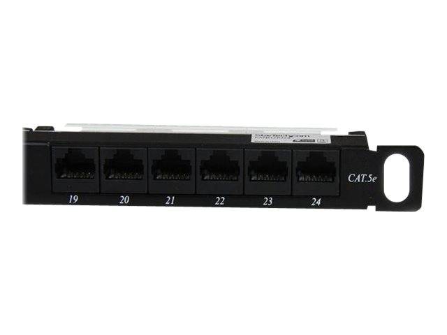 StarTech.com 24 Port 0.5U Cat5e Patch Panel - RJ45 Ethernet Rack Mount Cat 5e 110 Patch Panel - Rackmount Network Patch Panel (PANELHU24)