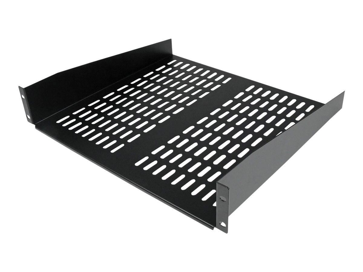 StarTech.com 2HE Universal Rack Mount Fachboden belüftet und freitragend für 19 Server Racks - 16Zoll, schwarz (CABSHELF